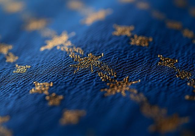 Close up of intricate fabric patterns