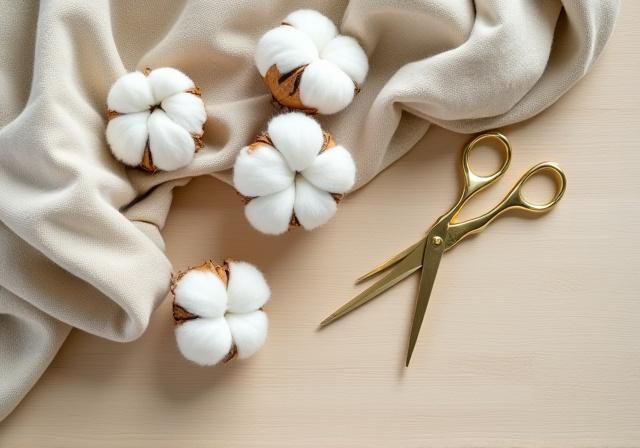 Organic cotton fibers and eco-labeling symbols