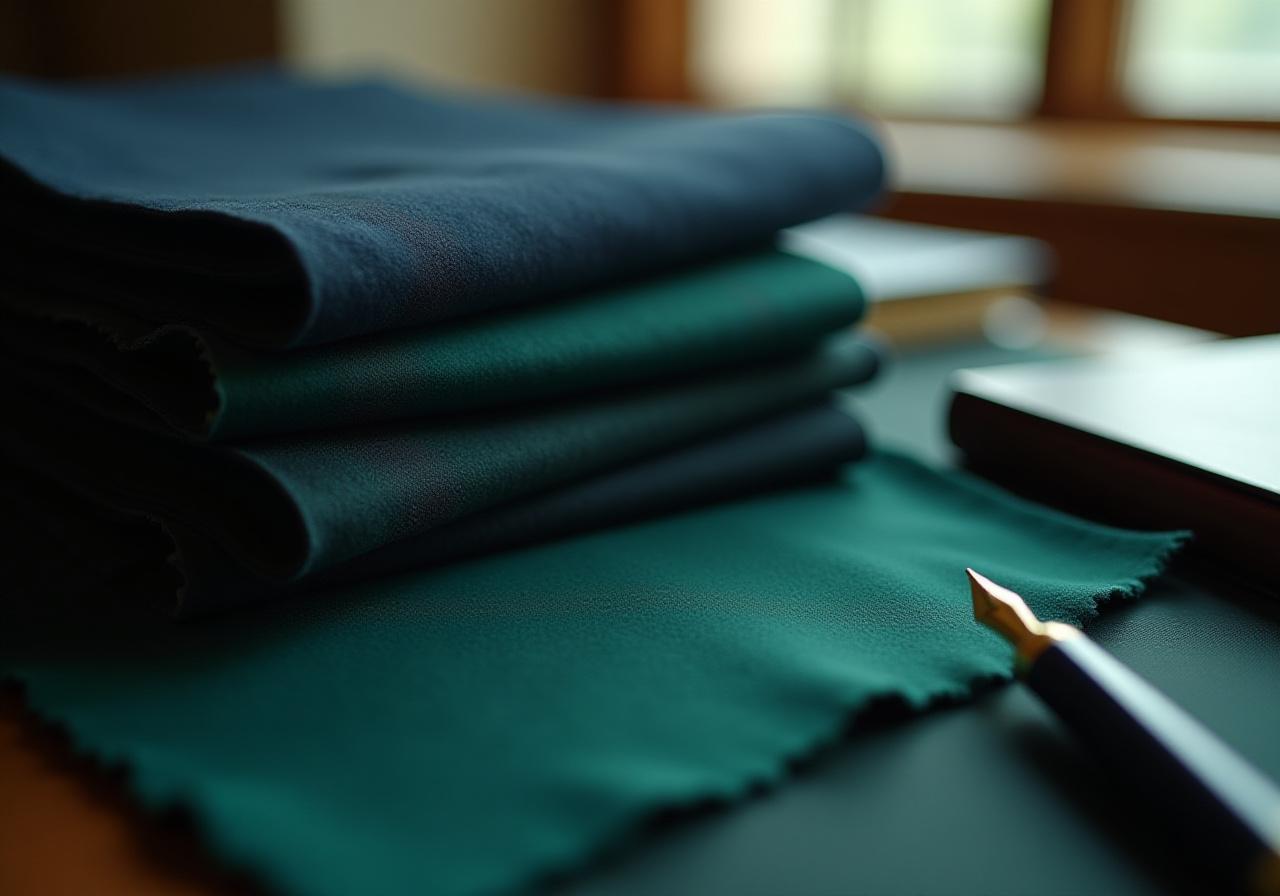 Close up of high-quality woven fabric with a professional legal folder